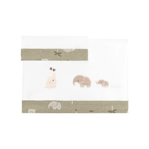 Set lenzuolino letto 3 pezzi Elefanti - 65x126 cm