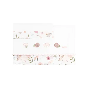 Set lenzuolino letto 3 pezzi Fiori - 65x126 cm