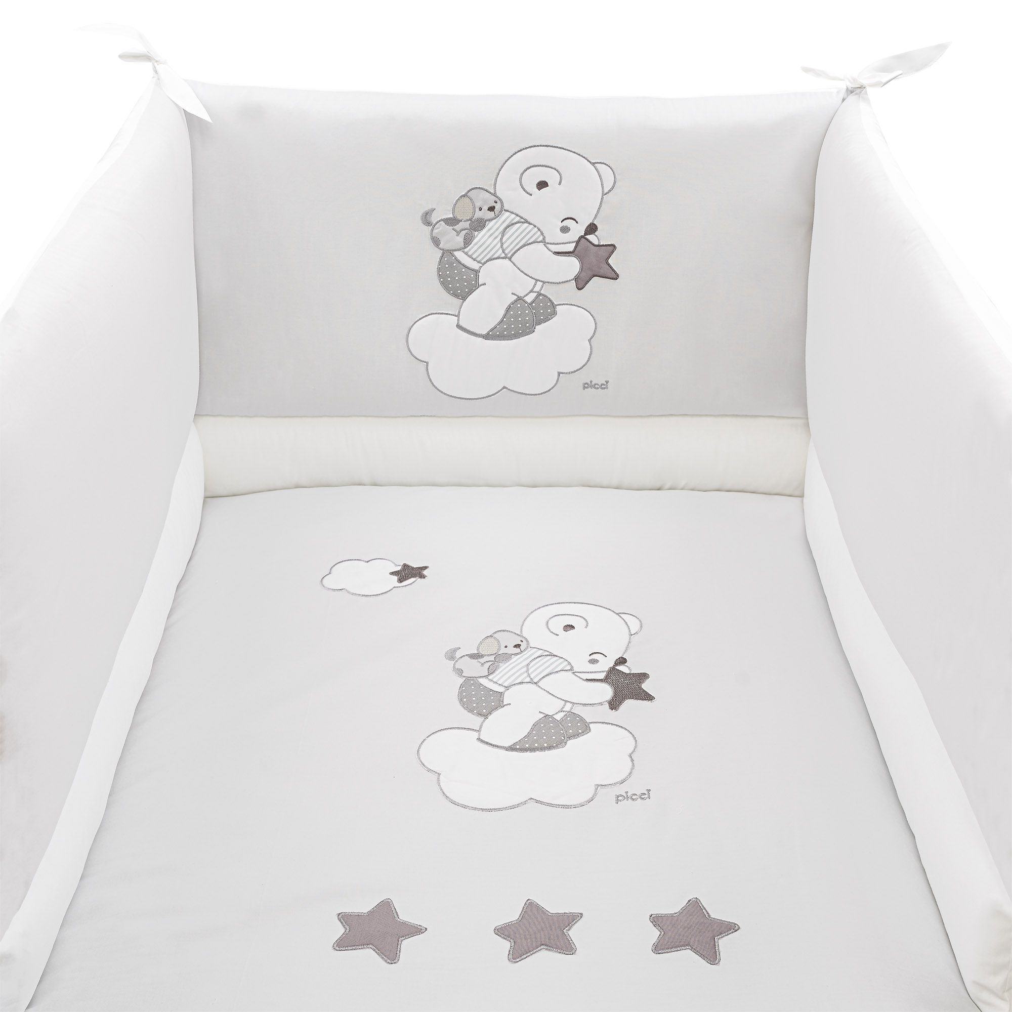 Set piumetto letto ricamato Mambo