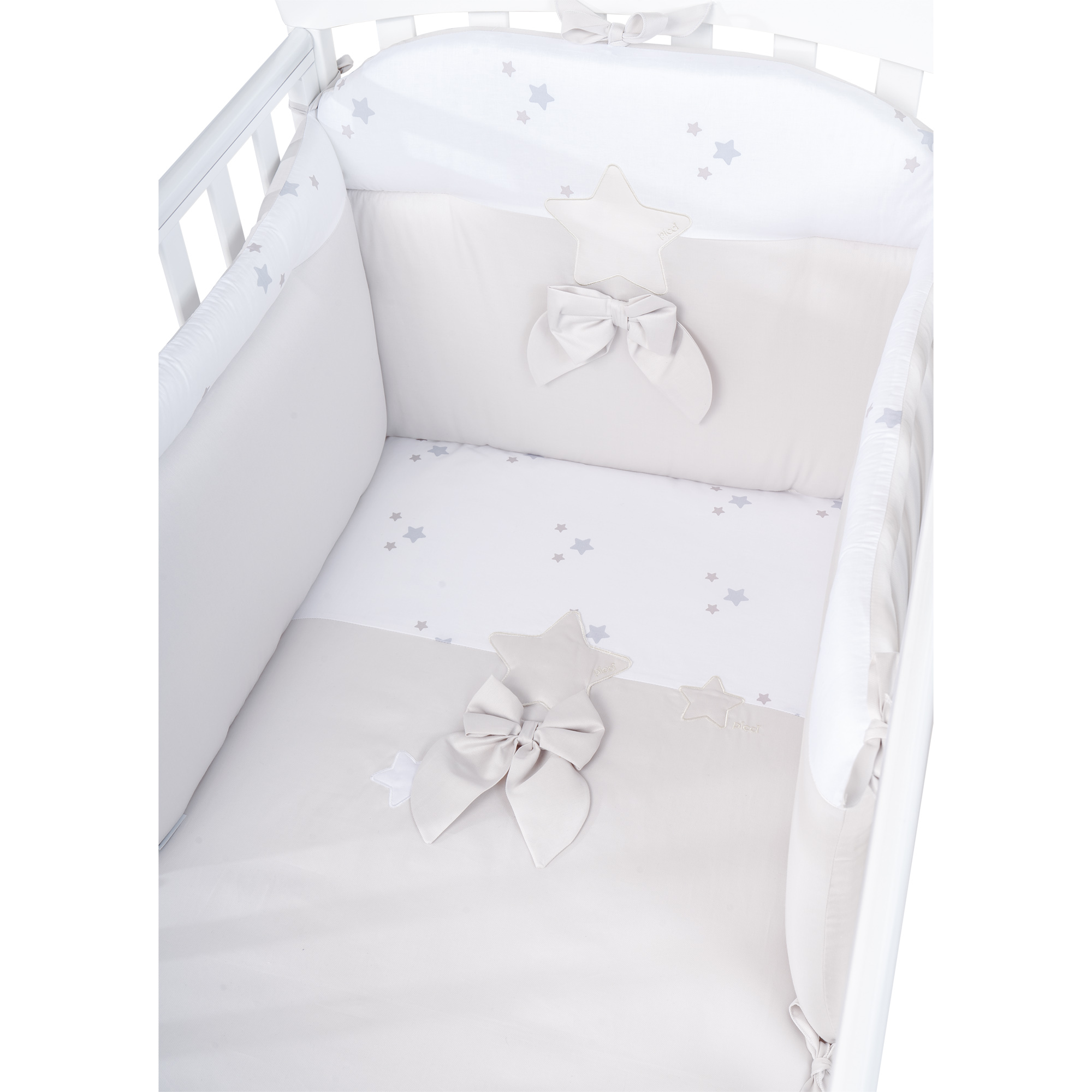 Set piumetto letto ricamato Dream - Tortora