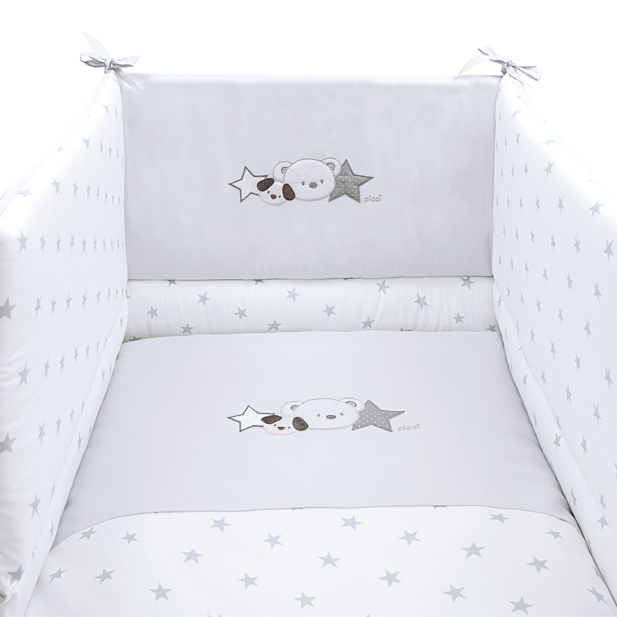 Set piumetto letto ricamato Valdo