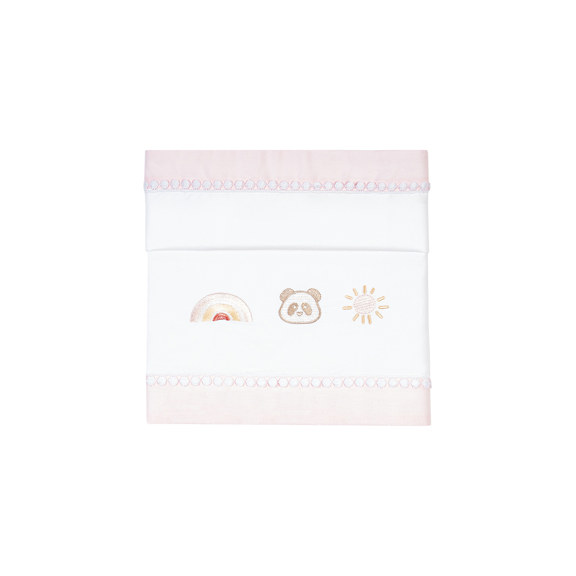 Set lenzuolino 3 pezzi per culla e carrozzina Arcobaleno - Rosa malva