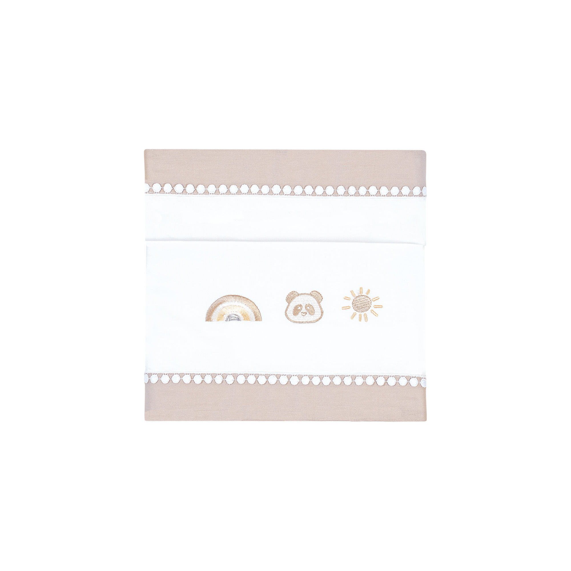 Set lenzuolino 3 pezzi per culla e carrozzina Arcobaleno - Tortora