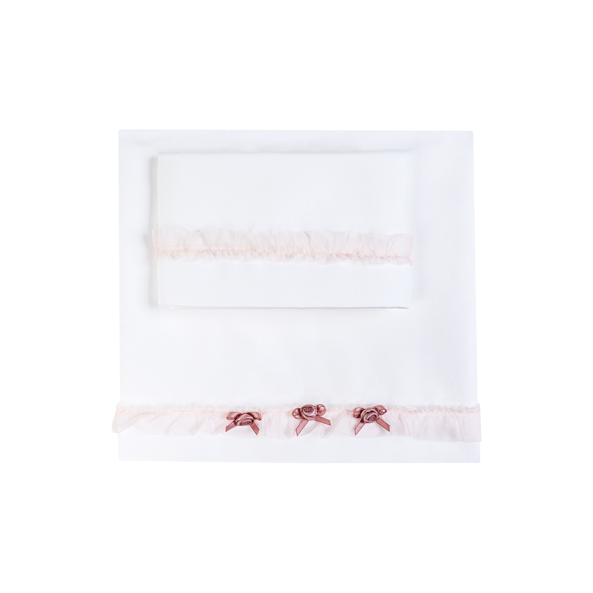 Set lenzuolino 3 pezzi per culla e carrozzina Stripe Rosa