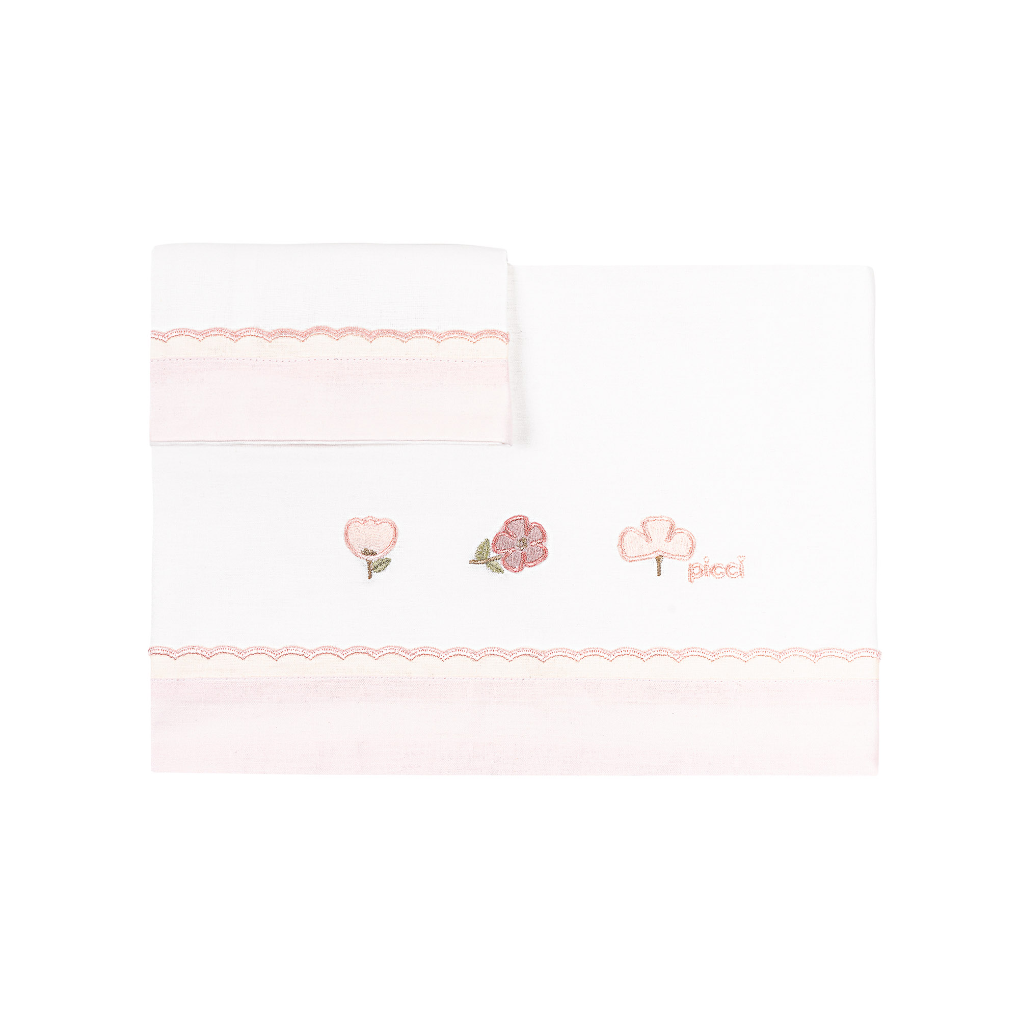 Set lenzuolino 3 pezzi per culla e carrozzina Fiori