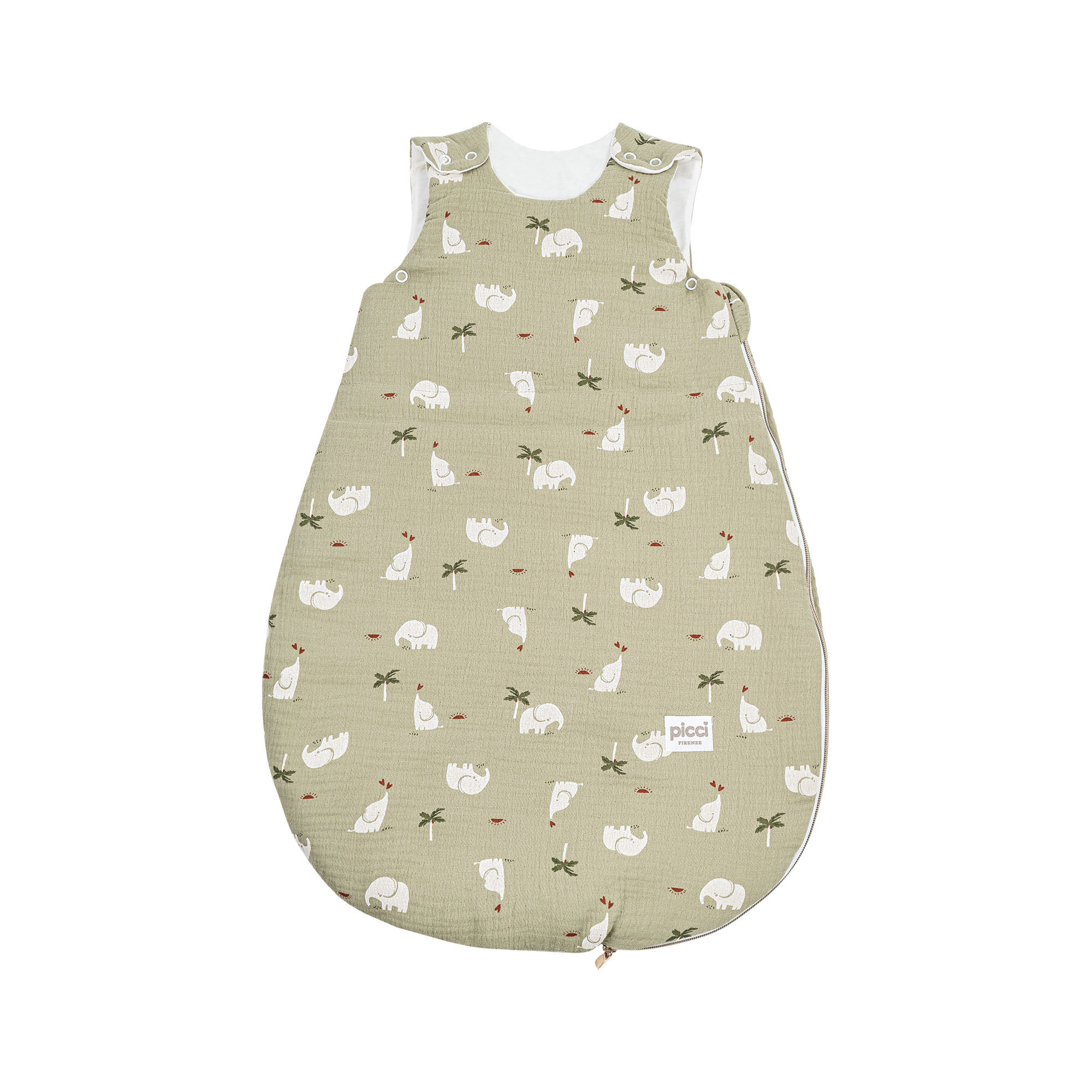 Sacco notte Small Elefanti in mussola di cotone 0-6 mesi