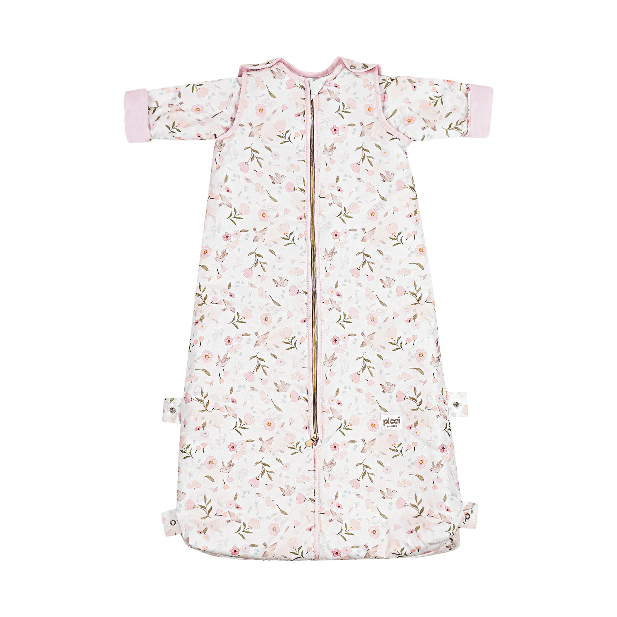 Sacco notte Allungabile Fiori con manica removibile 0-6/24 mesi