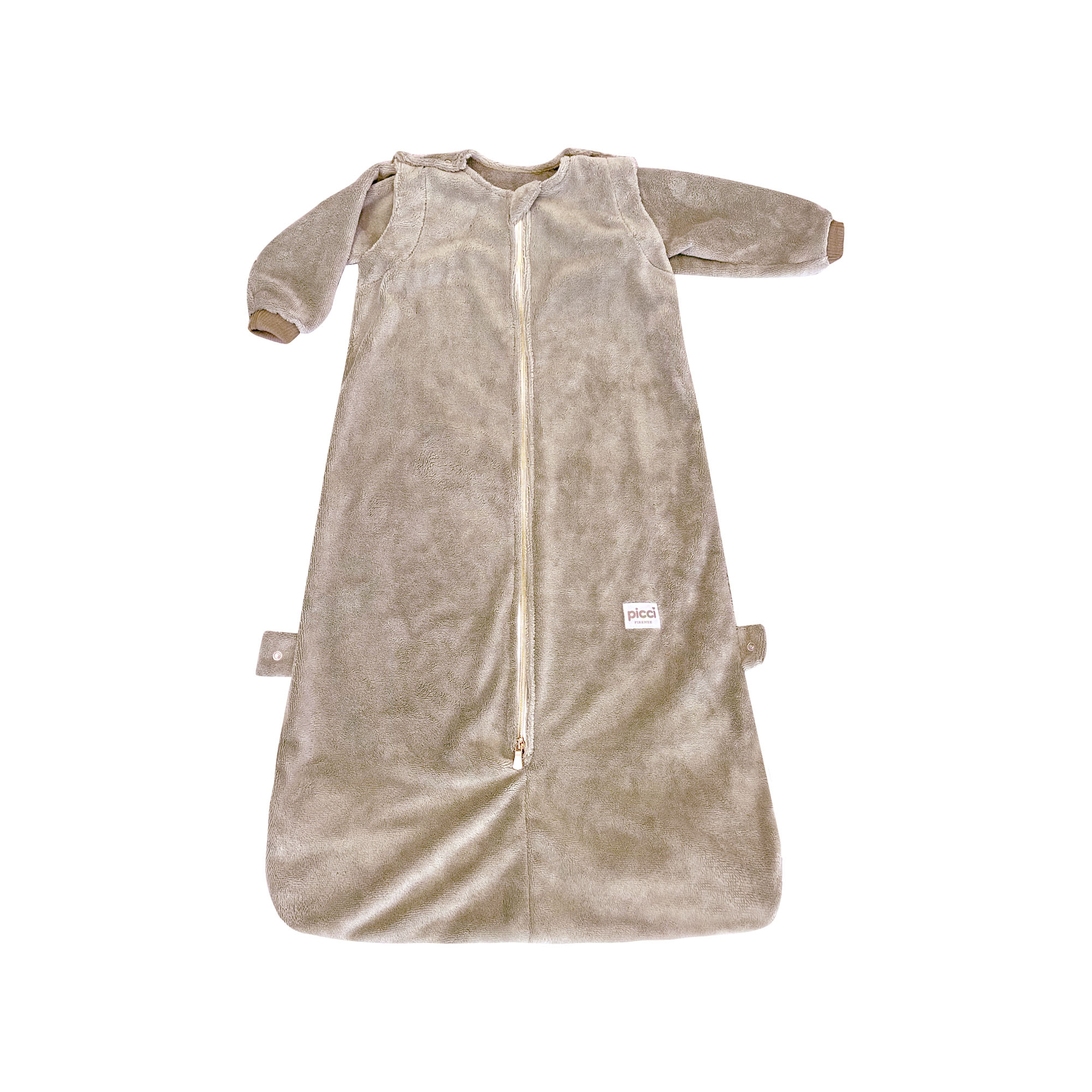 Sacco notte Allungabile con manica removibile 3 stagioni in microspugna di bamboo 0-6/24 mesi - Tortora