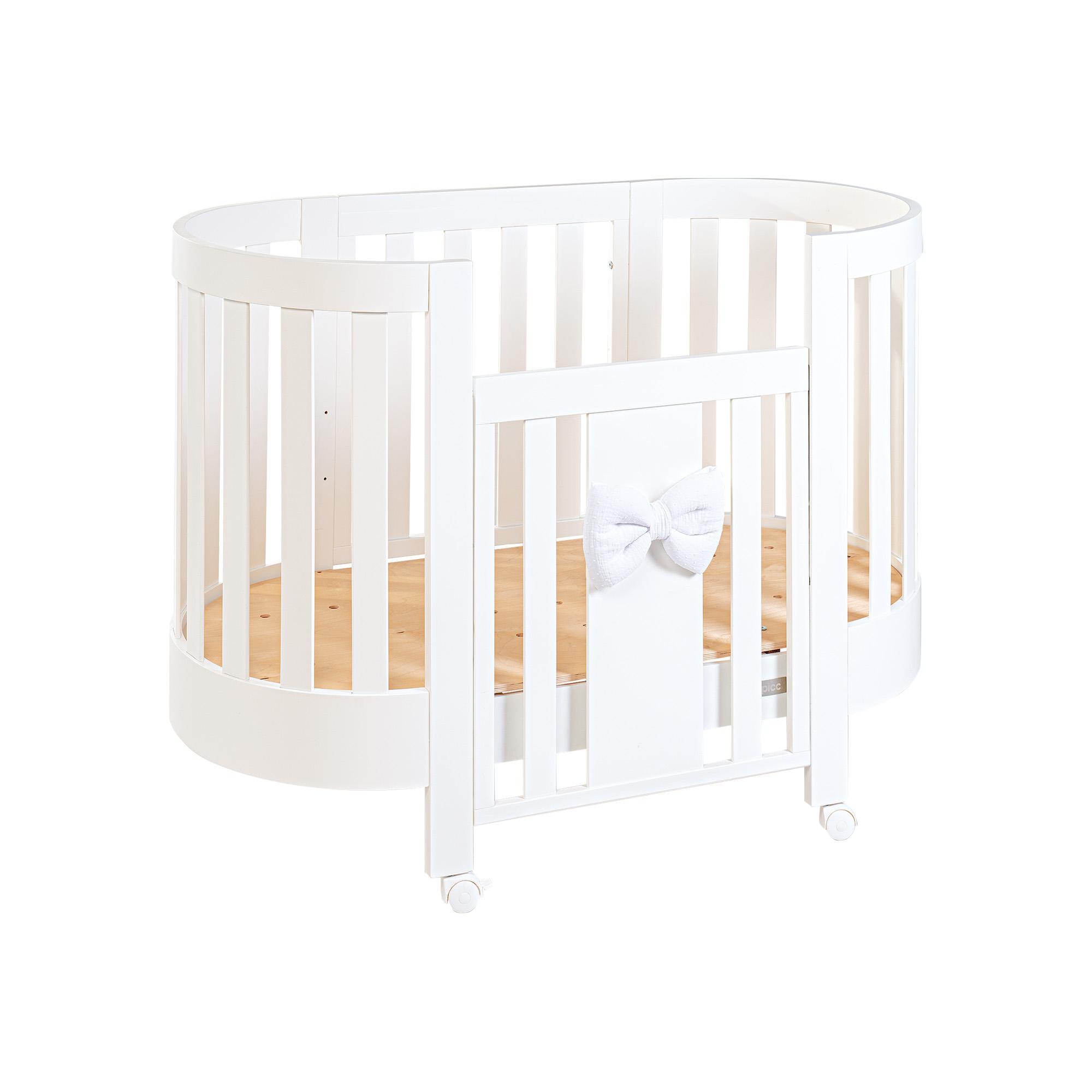 Letto ovale Piuma Rondò completo di materasso e fiocco - Bianco