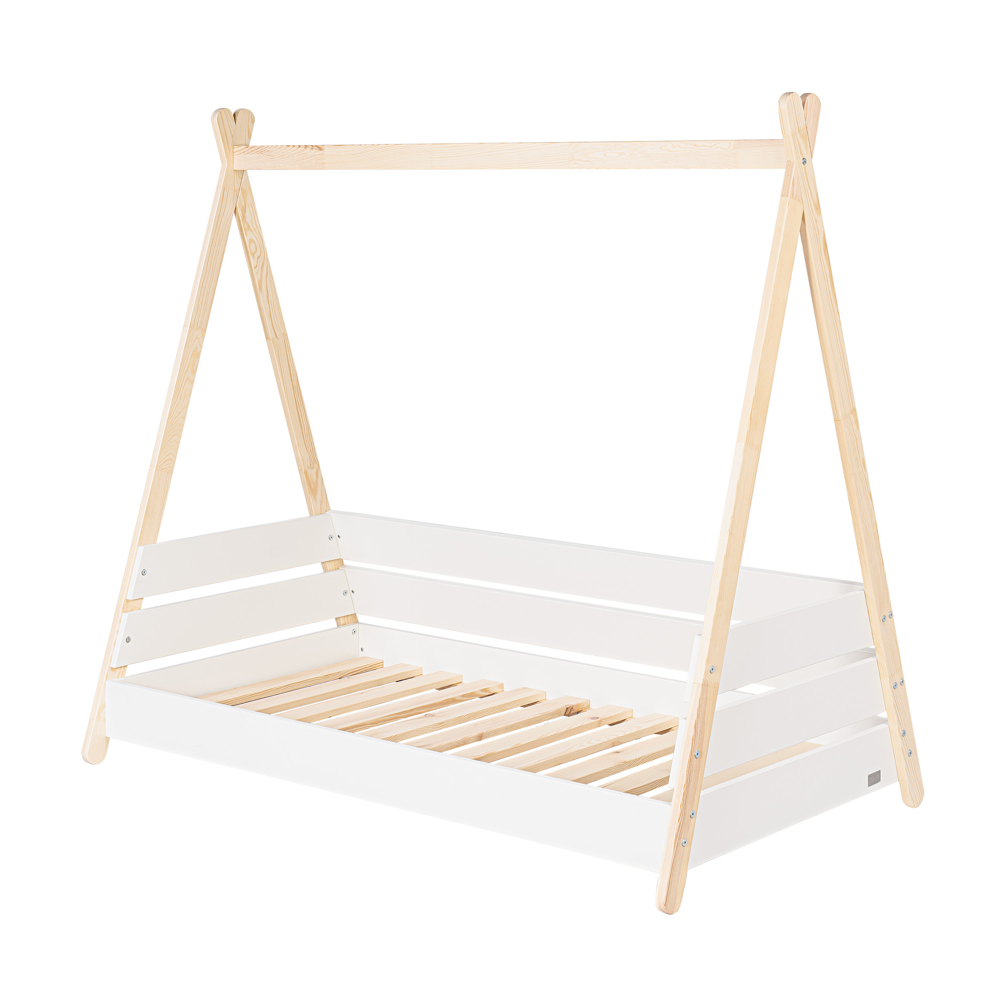 Letto legno Scout bianco naturale con barriere