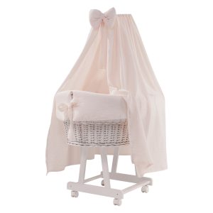 Culla Miss completa con velo, riduttore e materassino - Rosa talco