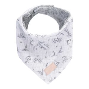 Bavaglio dentizione bandana- Fiore grigio